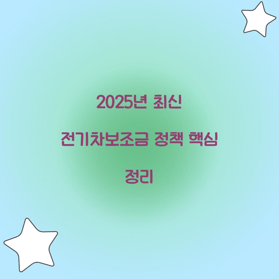 2025년 최신 전기차보조금 정책