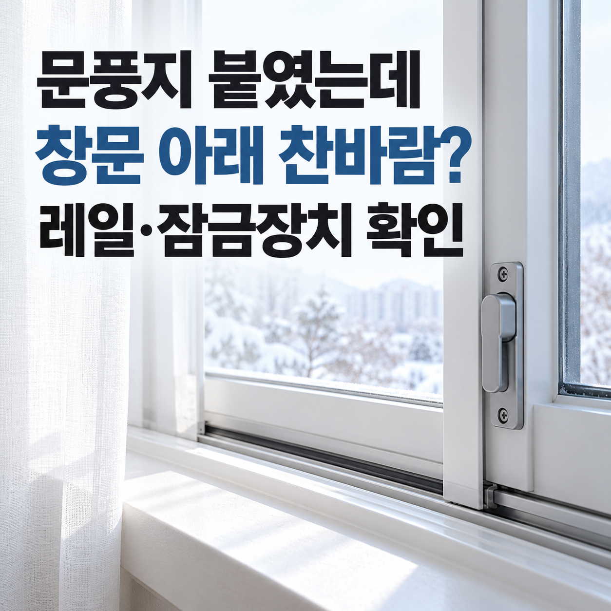 문풍지 붙였는데 창문 아래로 찬바람이 들어온다면｜레일·잠금장치 확인