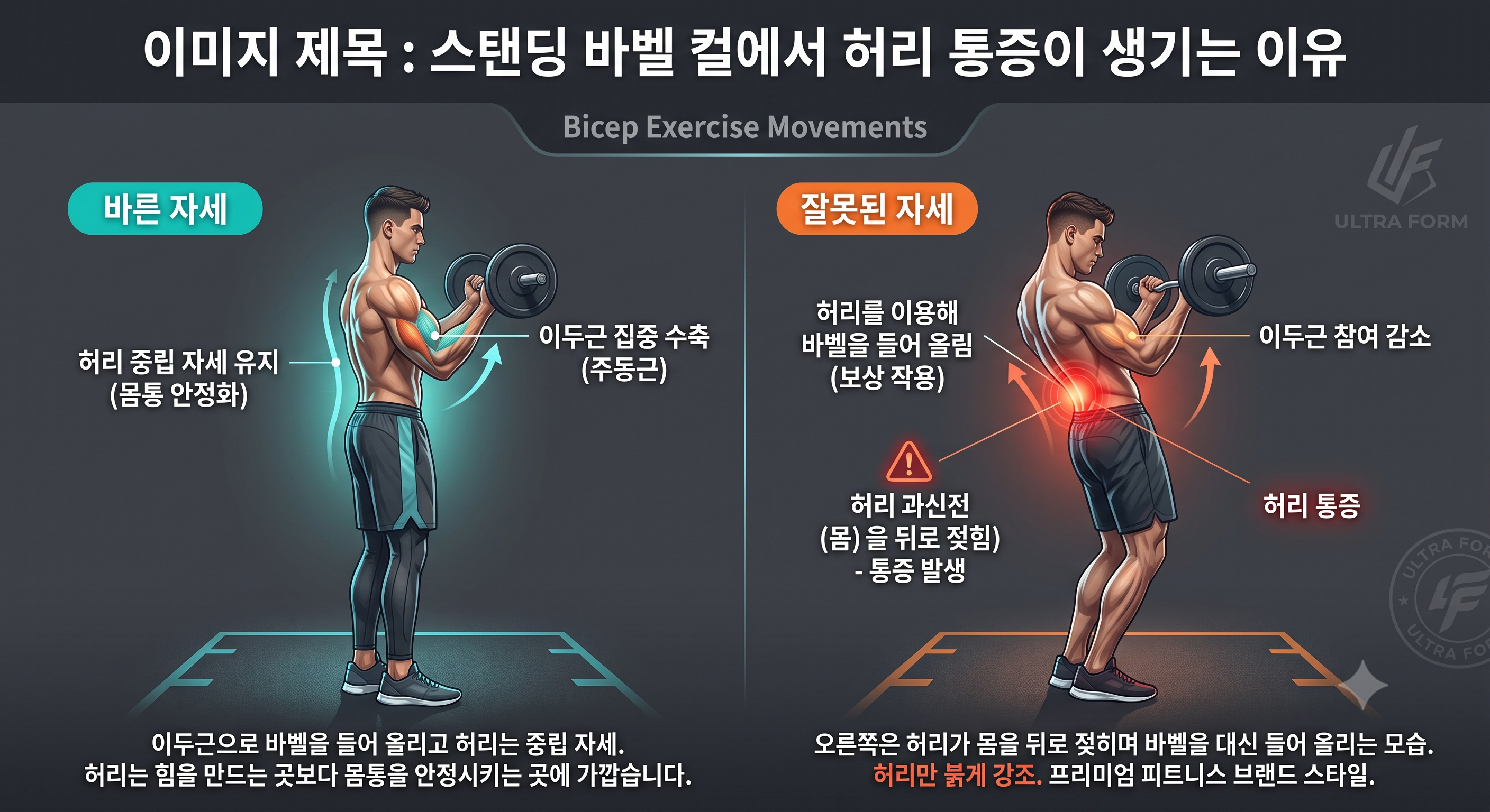 스탠딩 바벨 컬에서 허리 통증이 생기는 이유