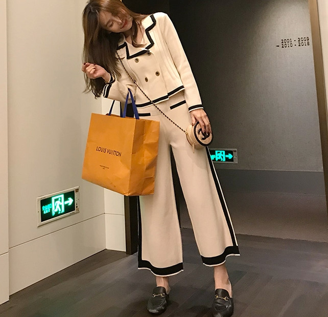 와이드 가디건 바지 가을 간절기 세트 니트투피스