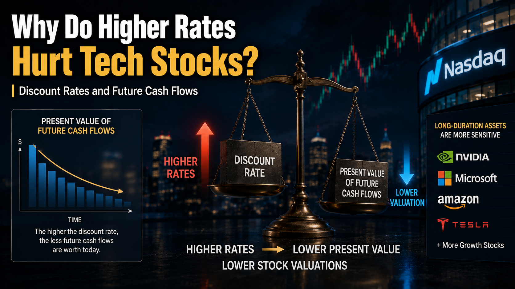 How higher interest rates and discount rates affect technology stock valuations