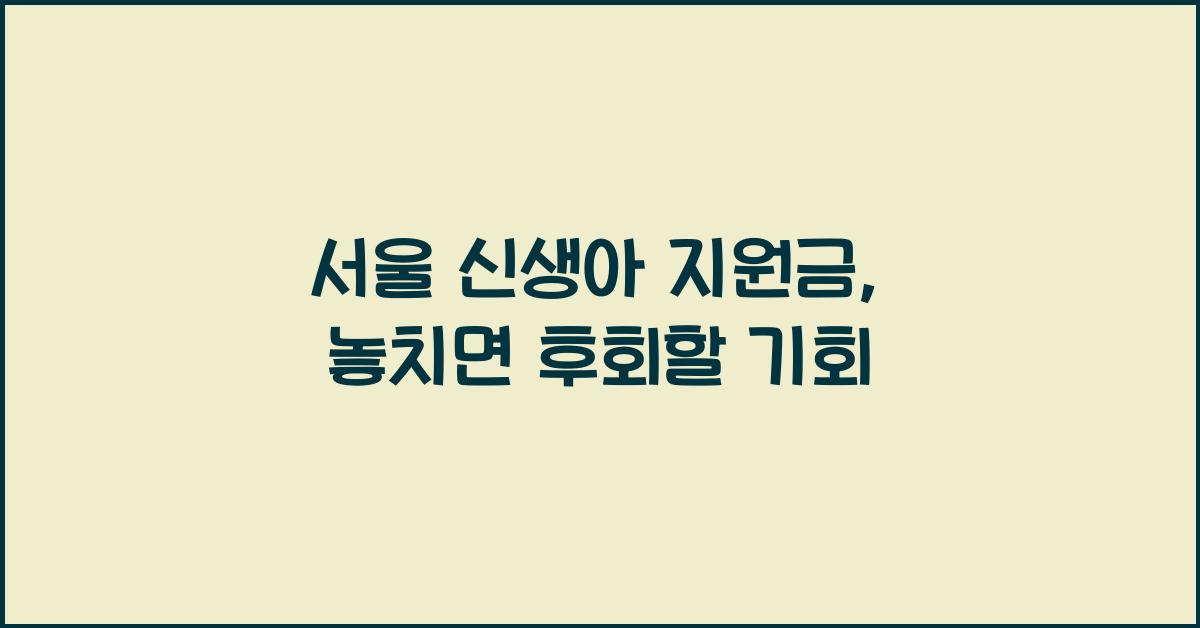 서울 신생아 지원금