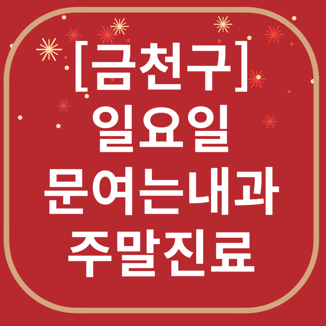 금천구 일요일 문 여는 내과 리스트 ❘ 토요일 공휴일 주말 야간진료 병원 찾기