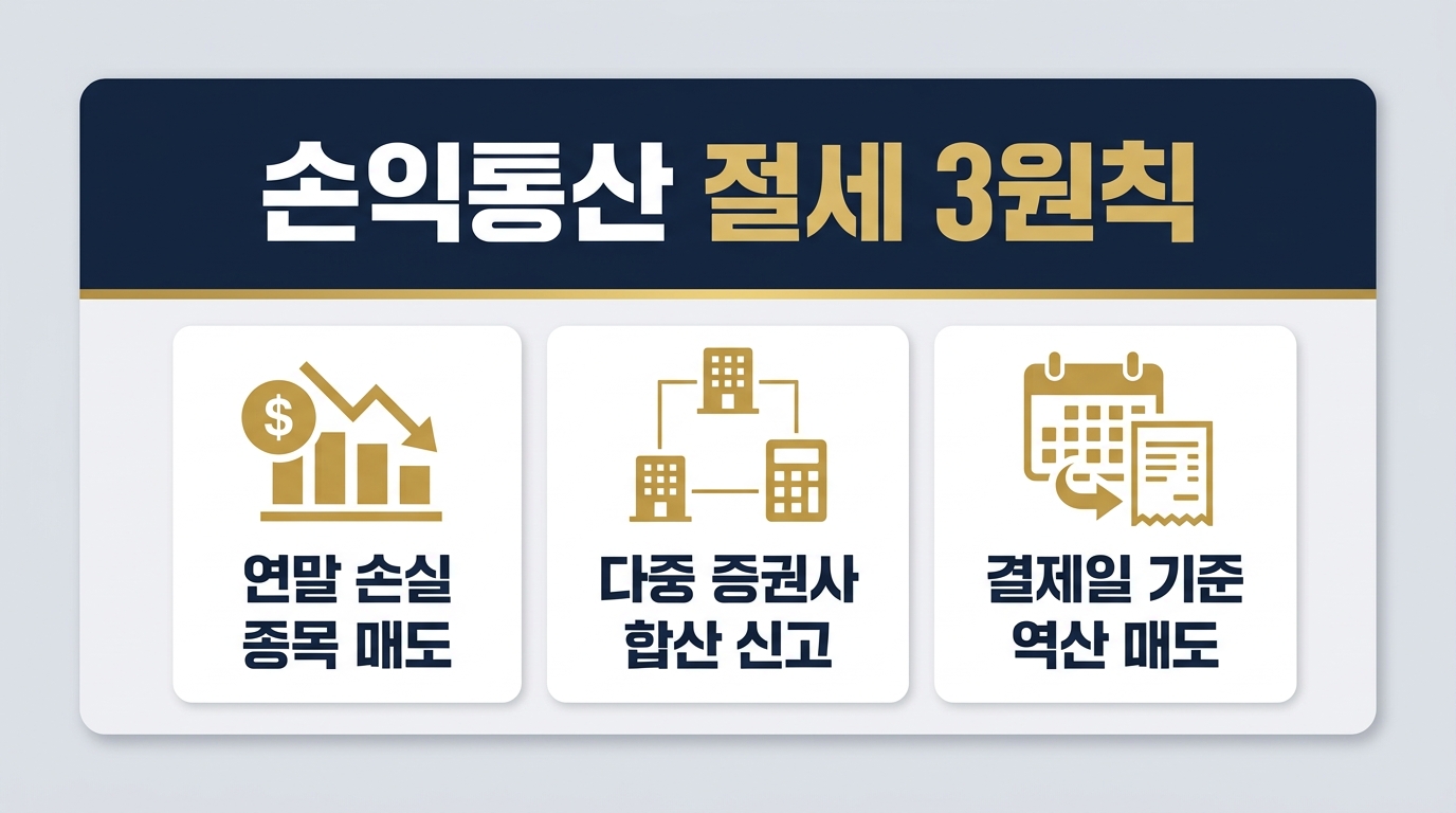 손익통산 절세 3원칙 손실매도 합산신고 결제일역산 요약카드 2026년