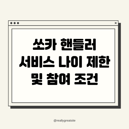 쏘카 핸들러 서비스 나이 제한 및 참여 조건
