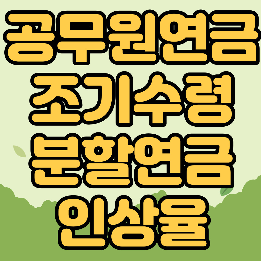 공무원연금 조기수령 분할연금 인상율
