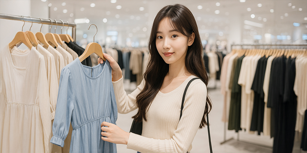 옷을 사려고 고르는 사람