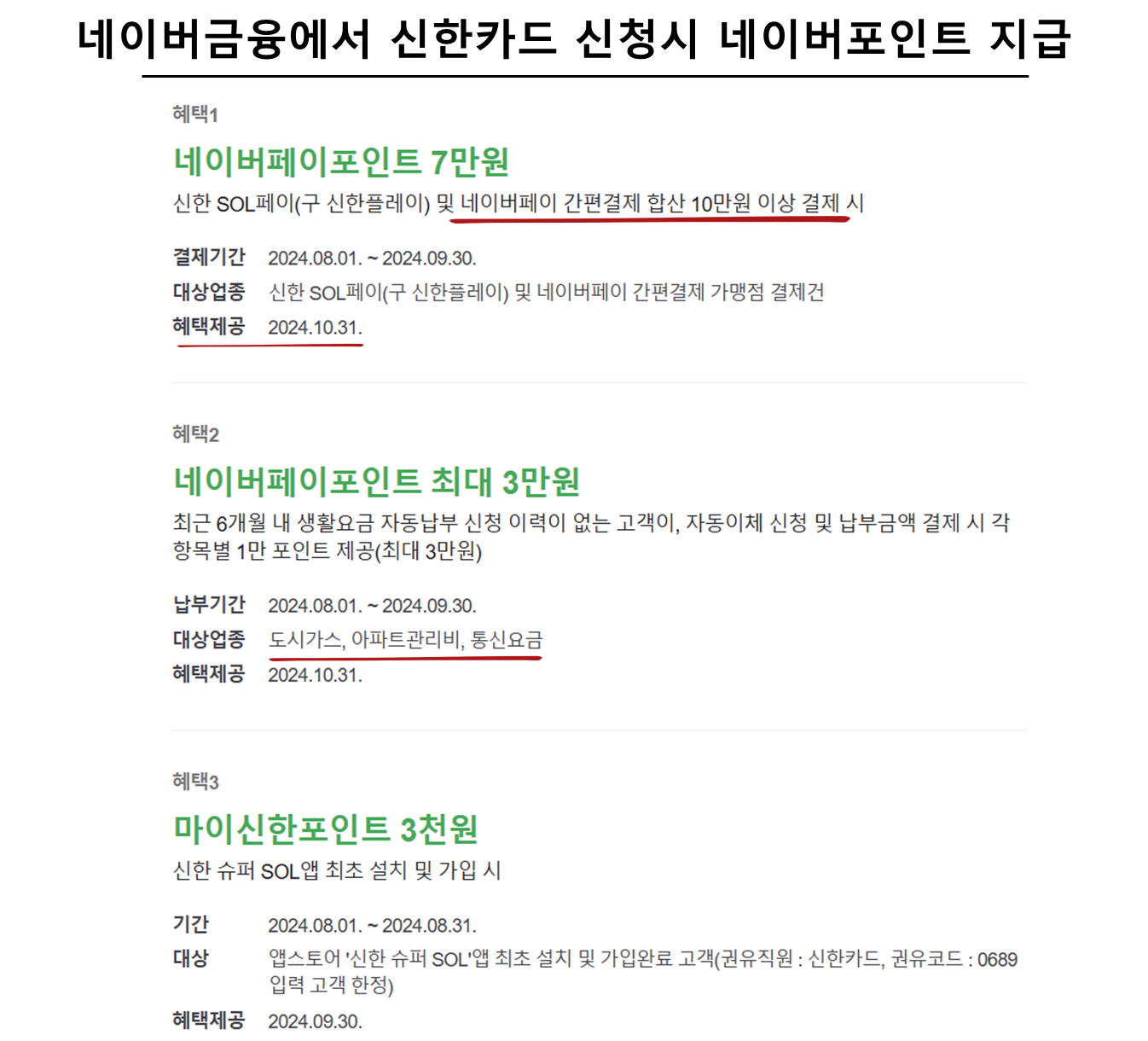 네이버금융에서 신한카드 신청시 네이버포인트 지급
