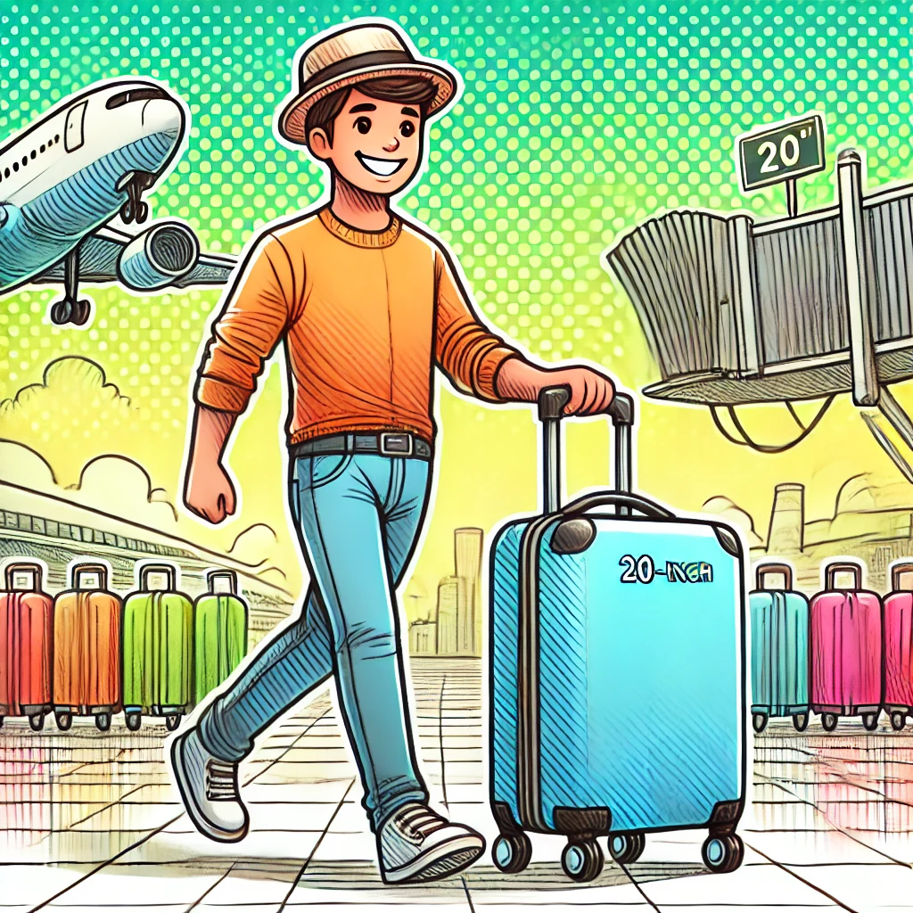 20인치 캐리어를 들고 여행하는 모습