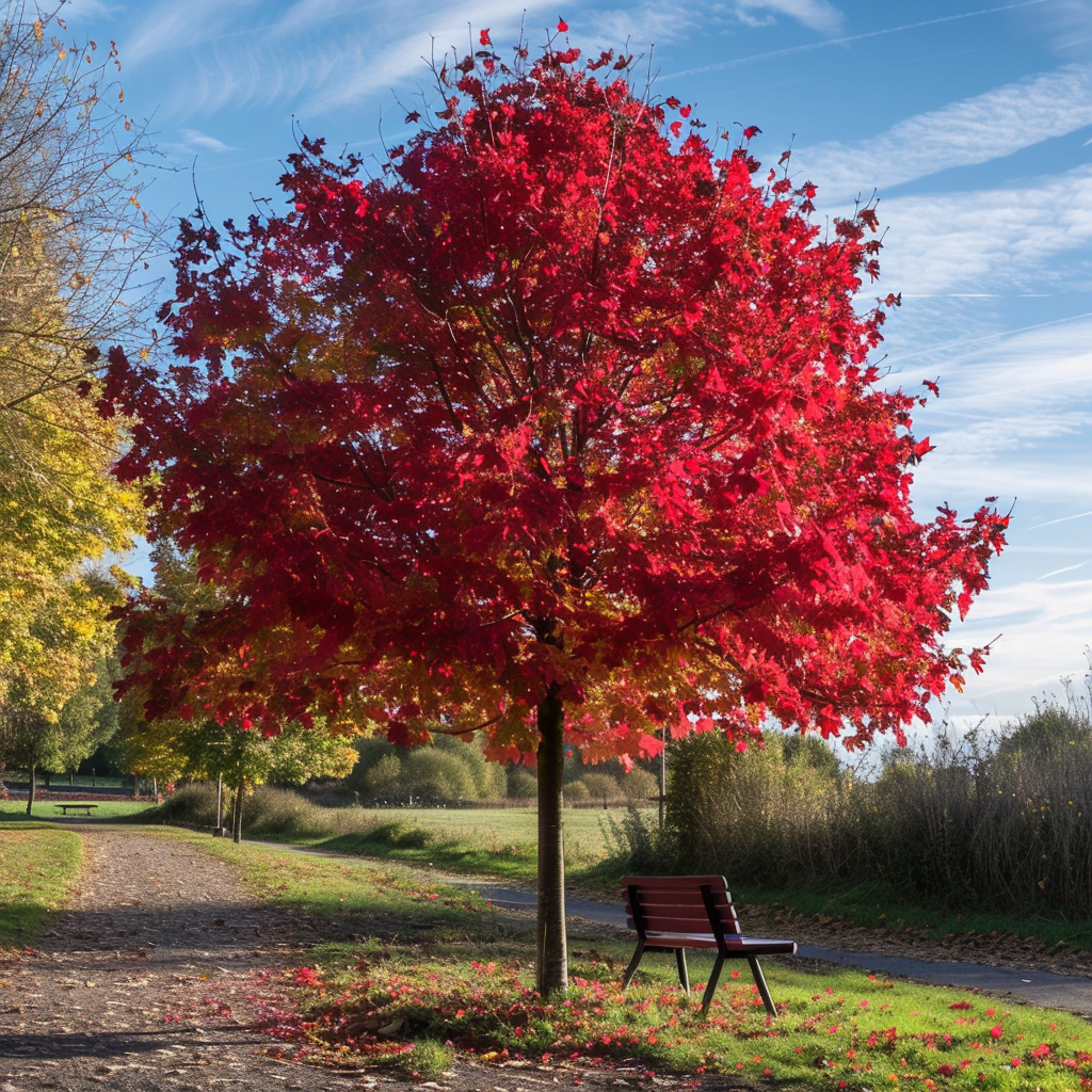 빨간 단풍이 든 나무