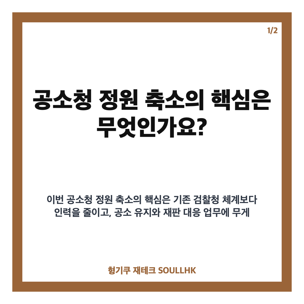 공소청 정원 축소, 검사 80~85% 출범과 수사인력 감축 핵심 정리 카드뉴스 1
