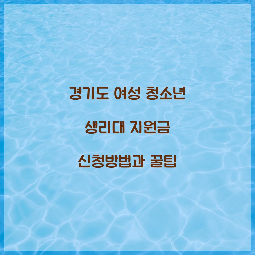 경기도 여성 청소년 생리대 지원금