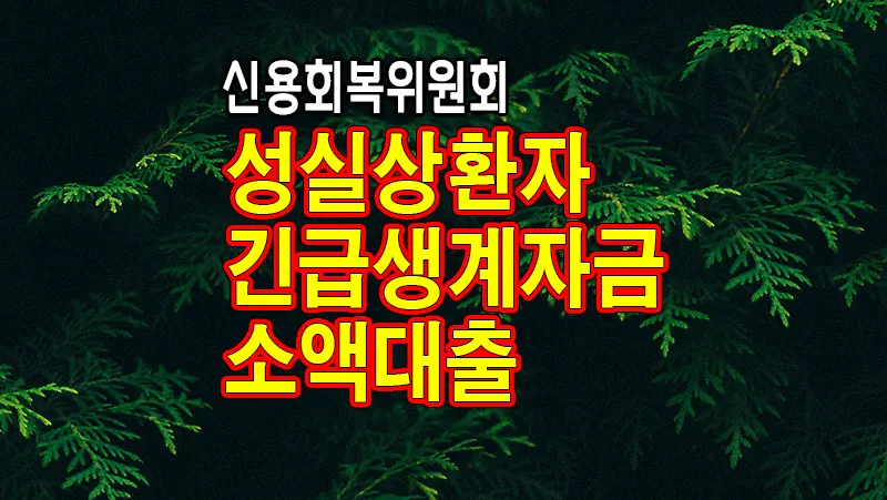 신용회복위원회 성실상환자 긴급생계자금 소액대출