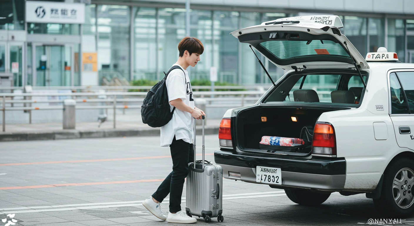 "일본 택시 이용 주의사항 – 자동문이 열리는 택시에 당황하는 한국인 남성"