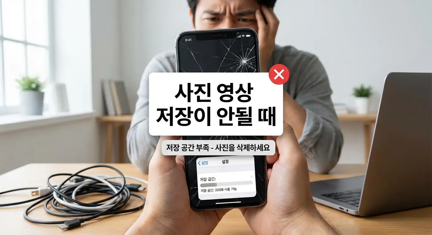 저장공간이 충분한데 사진이 저장되지 않는 스마트폰 화면