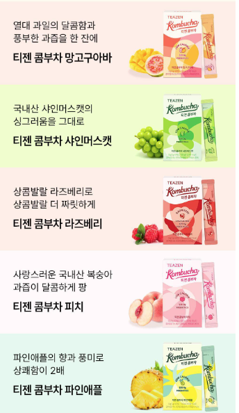티젠 콤부차 종류 및 성분