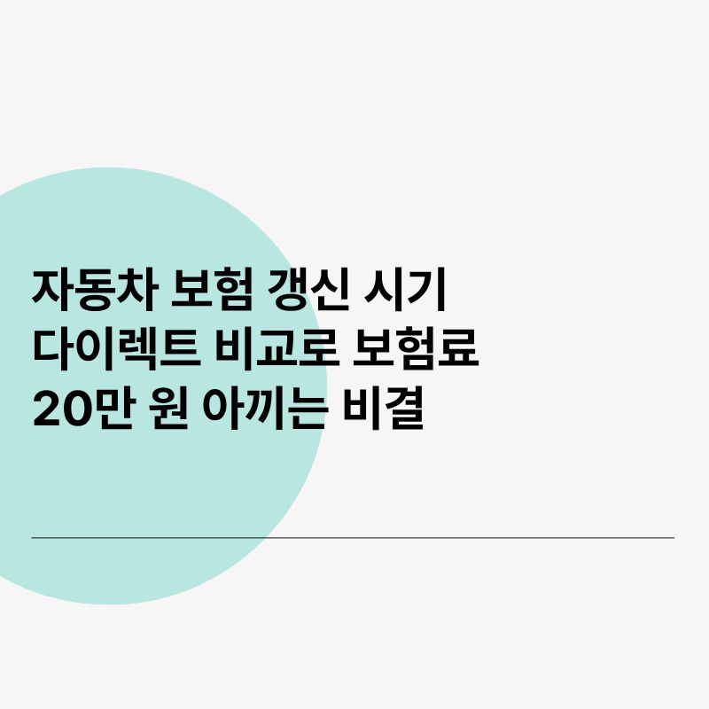 자동차 보험 갱신 시기, 다이렉트 비교로 보험료 20만 원 아끼는 비결