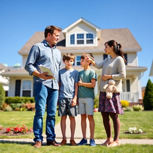 투자,거주,가치 상의하는 가족 이미지