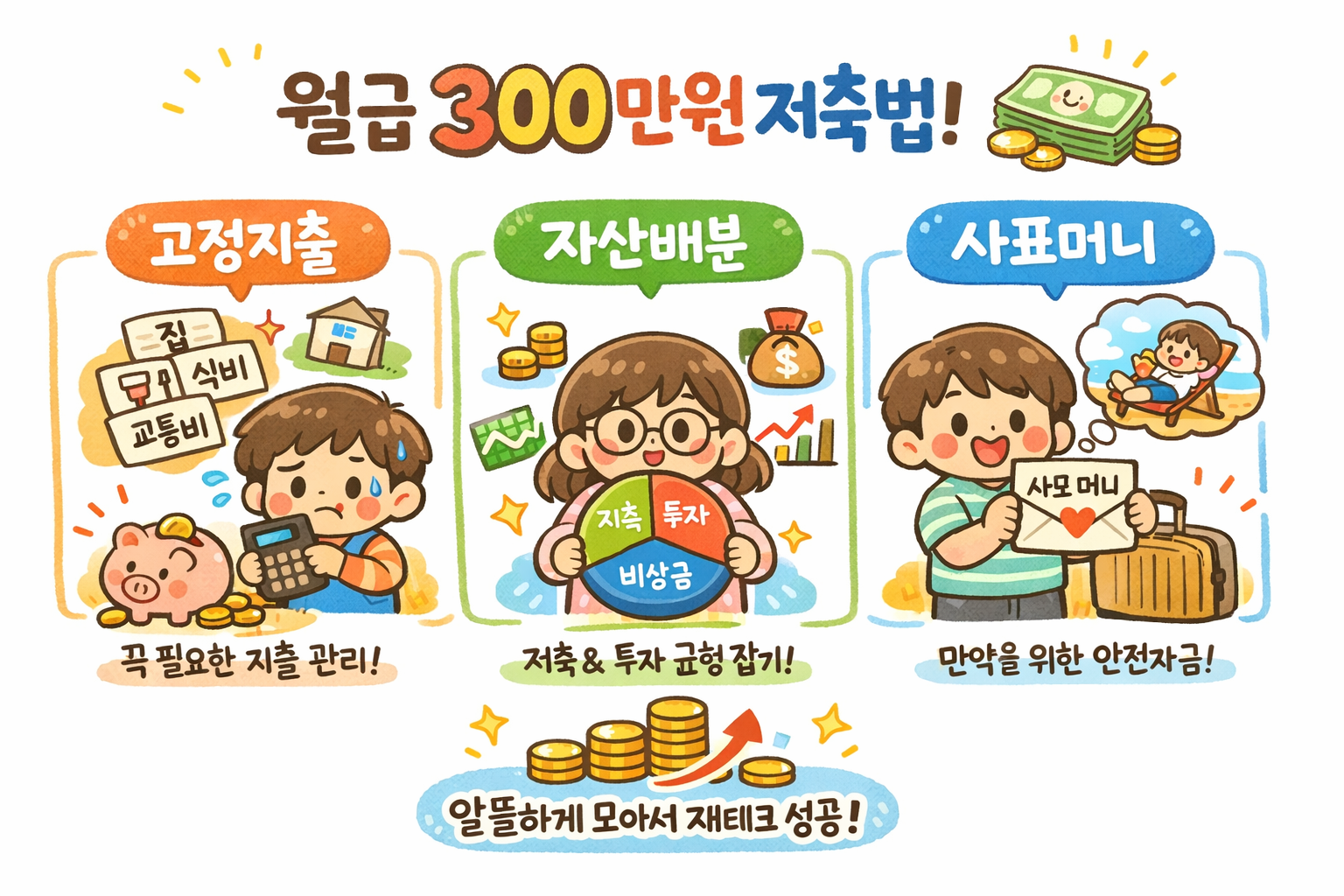 월급 300만원 저축법 (고정지출, 자산배분, 사표머니)