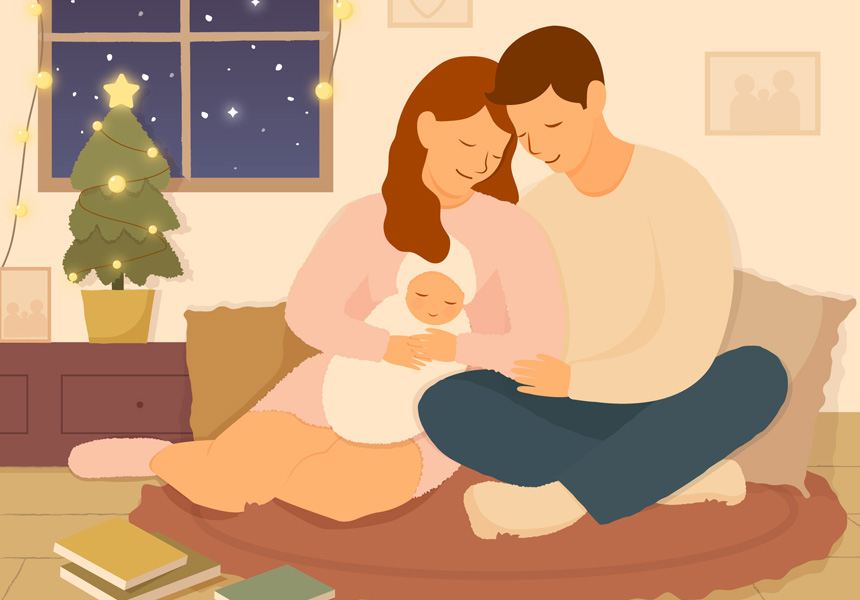 육아휴직으로 아기와 함께 시간을 보내는 부모의 모습