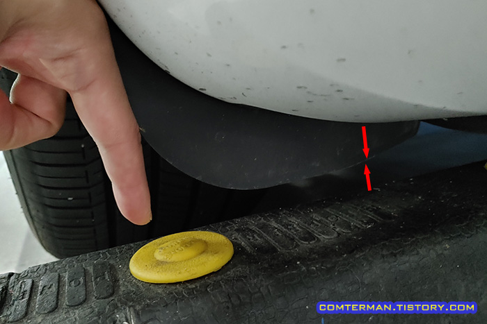 테슬라 모델3 하이랜드 짧은 머드가드 간섭