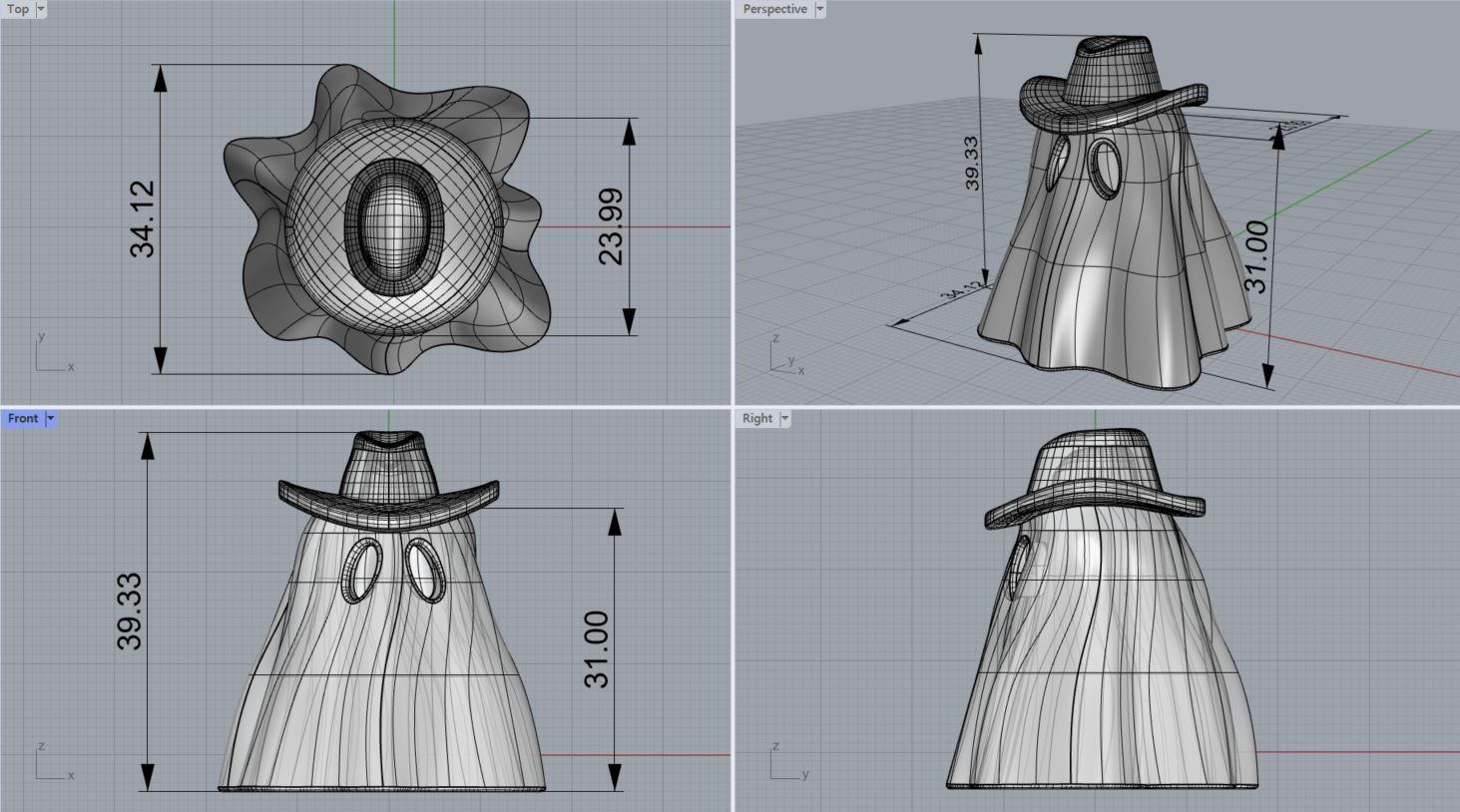 [3D프린터용 .stl파일 다운로드] 카우보이 모자를 쓴 할로윈 유령