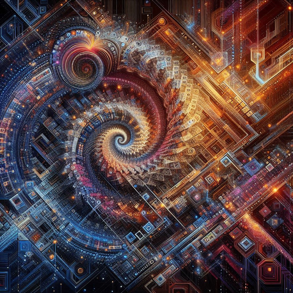 수학적 알고리즘을 이용해 생성된 복잡한 기하학적 패턴