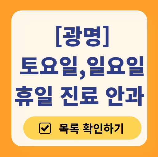 광명시 주말 일요일 문 여는 안과 목록 ❘ 주말, 공휴일 진료 영업 병원 찾기