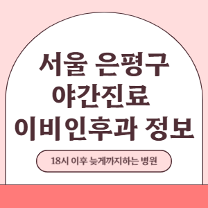 서울 은평구 야간진료 이비인후과 병원 (18시 이후 늦게까지하는 병원)