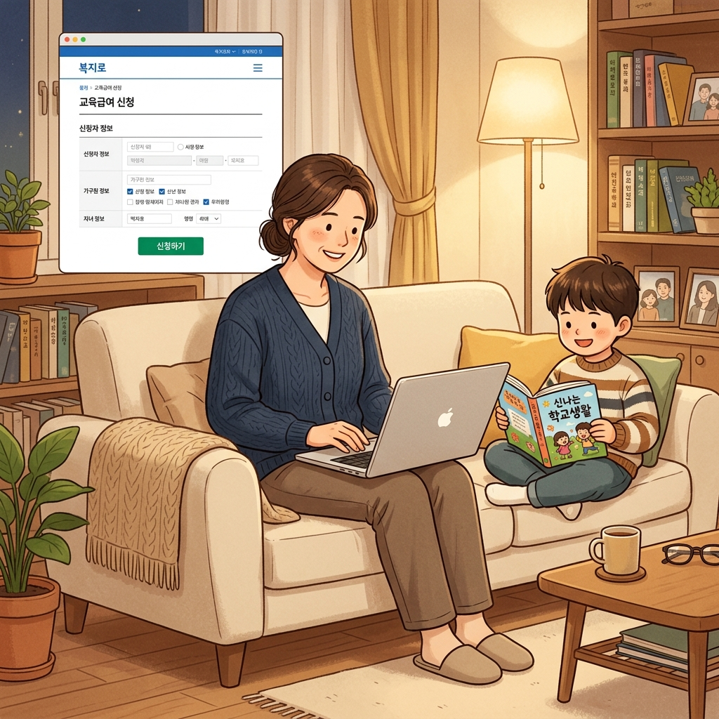 복지로에서 교육급여 신청하는 가정