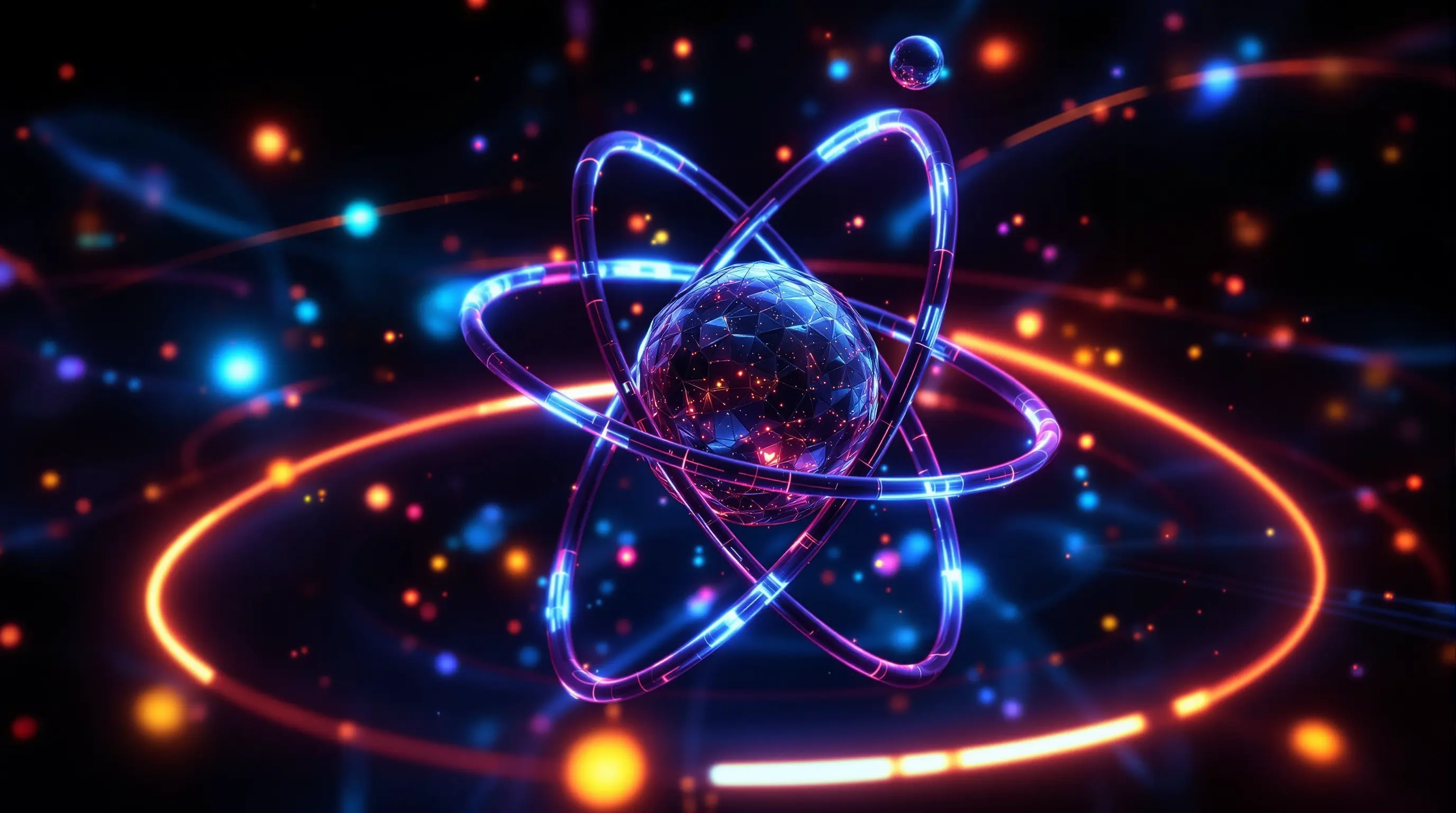 전자 궤도를 포함한 텔루륨 원자의 삼차원 구조 모델 시각화 이미지