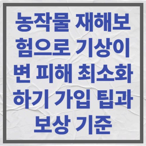 농작물 재해보험으로 기상이변 피해 최소화하기｜가입 팁과 보상 기준