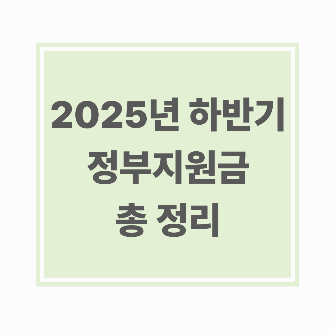 2025년 하반기 정부지원금 총정리