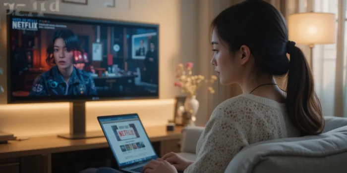 VPN을 활용해 해외 요금제를 선택하는 여성의 장면