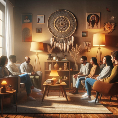 꿈을 주제로 한 모임에서 사람들은 서로 대화하고 있습니다.