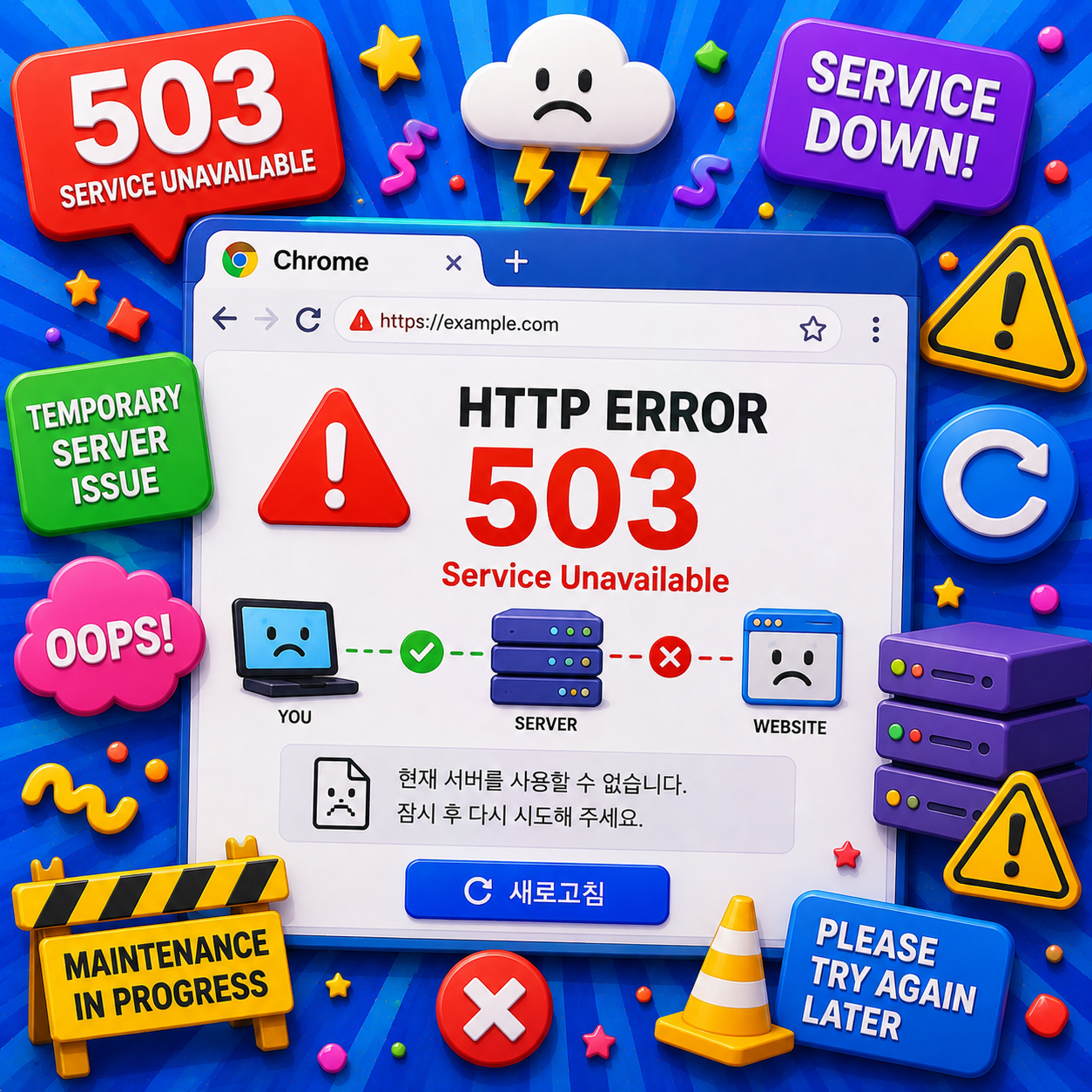 크롬 HTTP ERROR 503 해결방법 총정리 &ndash; Service Unavailable&middot;서버점검&middot;접속불가까지
