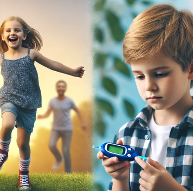 건강한 아이와 소아당뇨 아이 사진