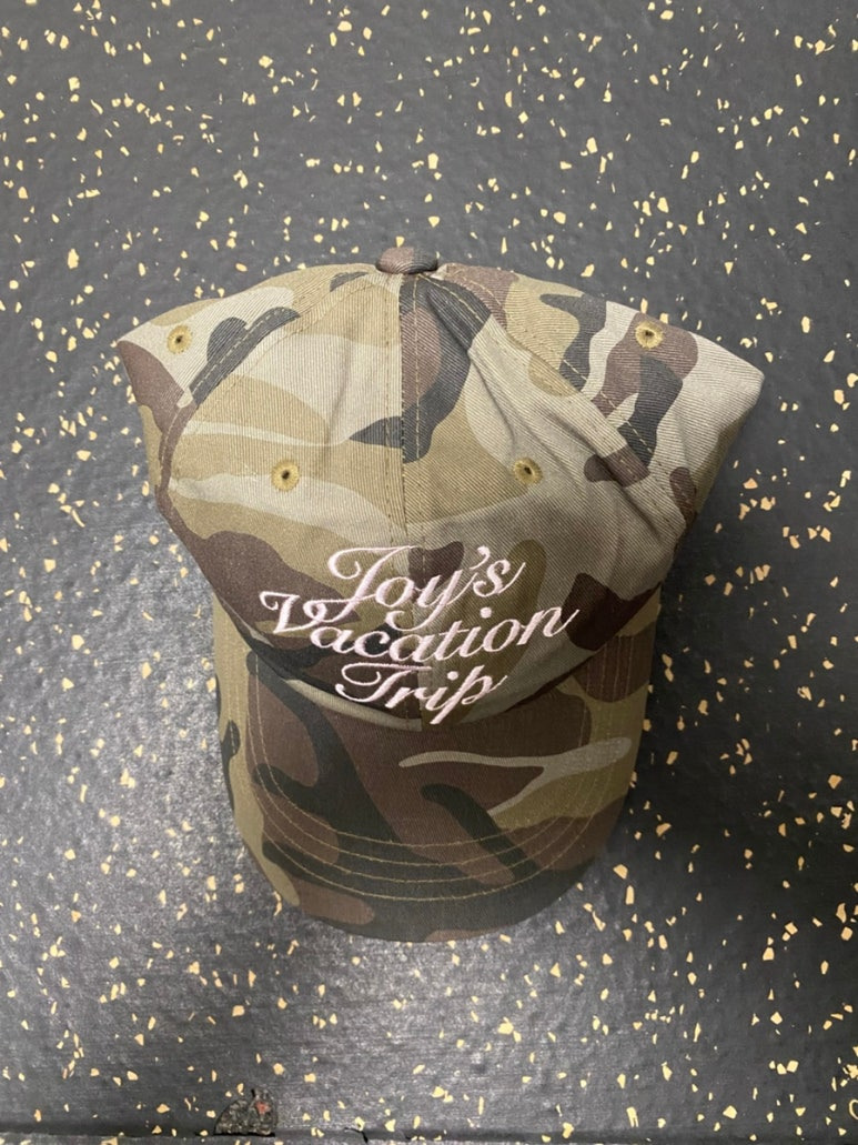 조이스베케이션(JOYSVACATION) 레터링 뮤티드 카모 밀리터리 볼캡 모자