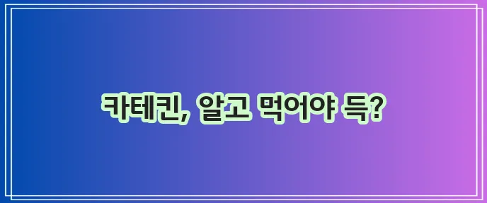 카테킨 효능 제대로 알고 올바르게 섭취해야 합니다