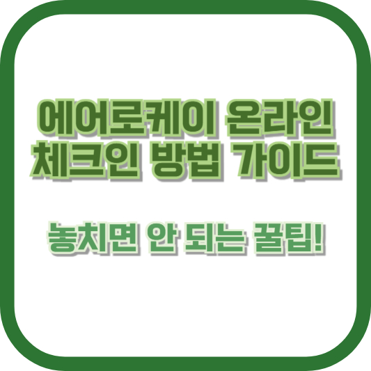 에어로케이 온라인 체크인 방법 가이드: 놓치면 안 되는 꿀팁!