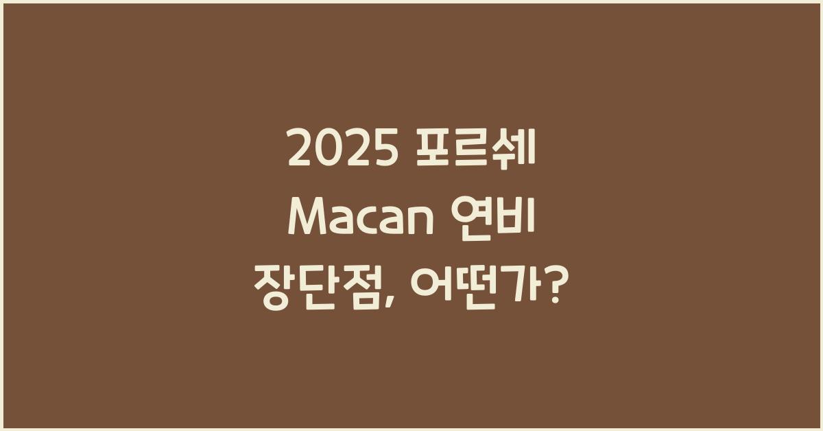 2025 포르쉐 Macan 연비 장단점