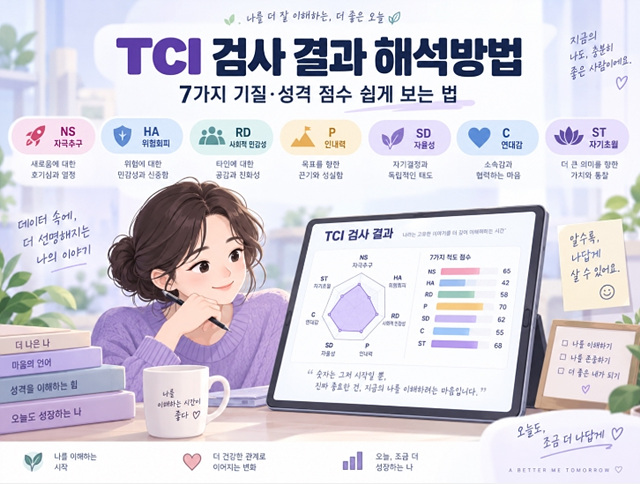 TCI 검사 결과 해석방법｜7가지 기질&middot;성격 점수 쉽게 보는 법
