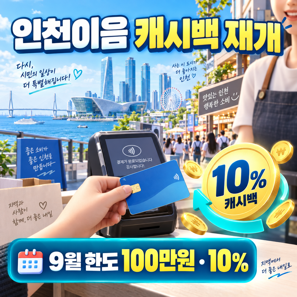 2026 인천이음카드 캐시백 오늘 재개 - 9월 100만원 한도·10% 적립 총정리