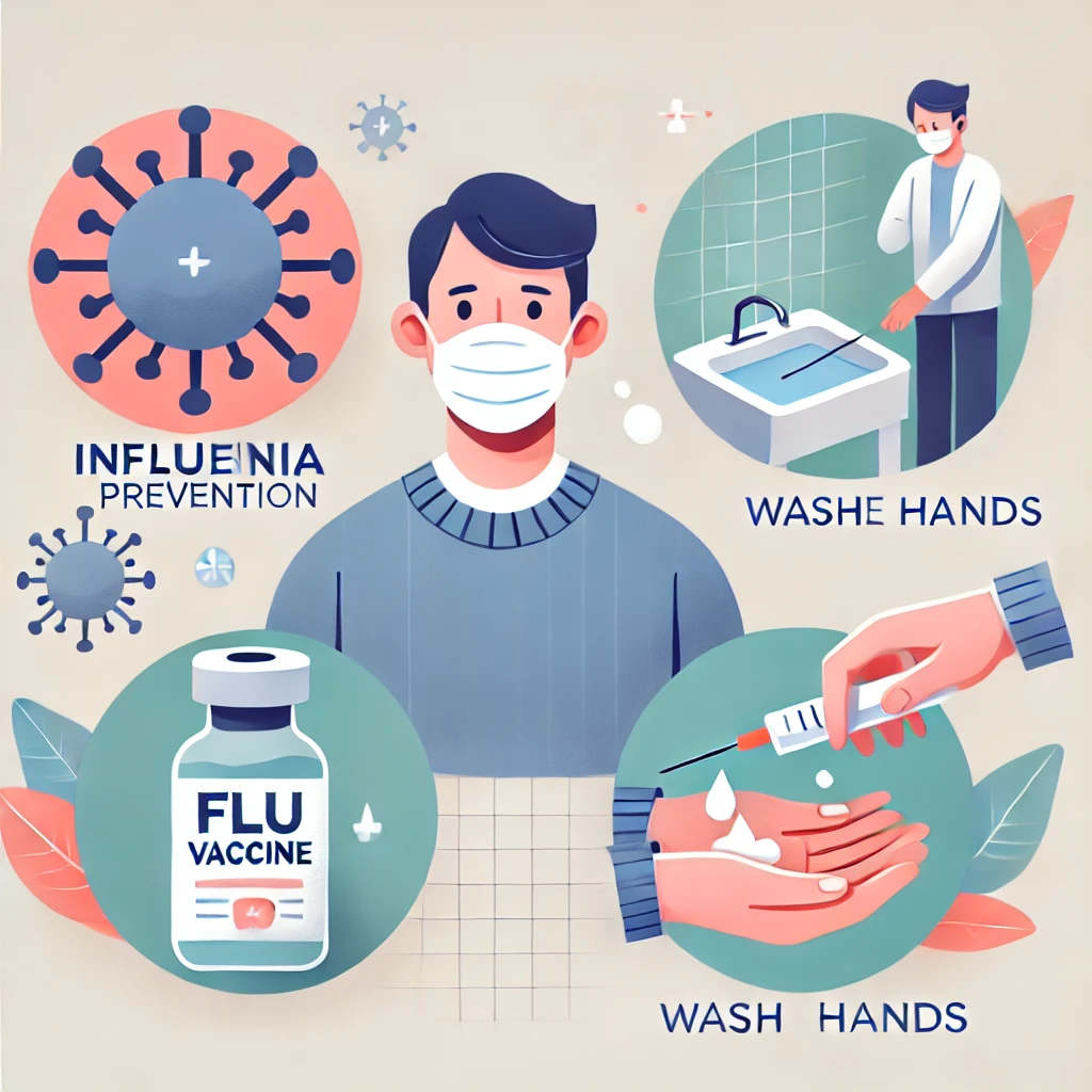 인플루엔자 예방 수칙을 표현한 그림