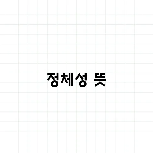 정체성 뜻, 나는 누구인가에 대한 해답