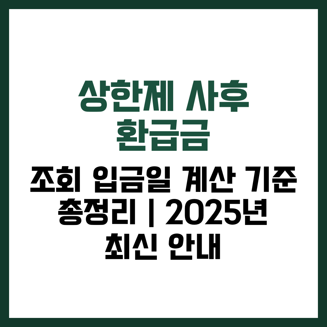 상한제 사후 환급금 조회·입금일·계산 기준 총정리|2025년 최신 안내