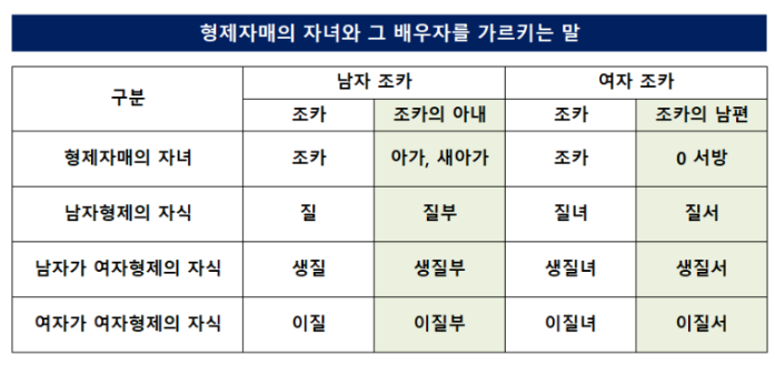 형제자매의 자녀 종합