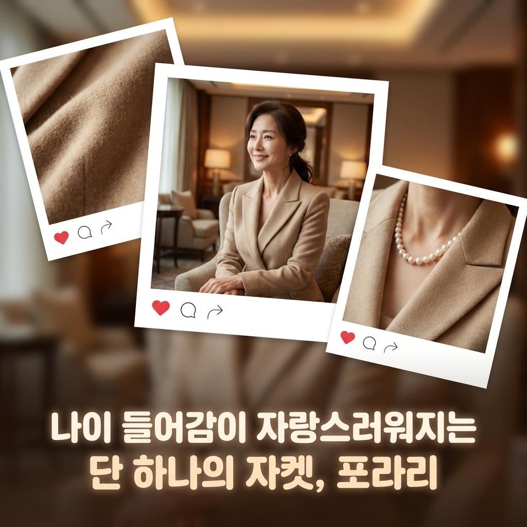 포라리 자켓 50대 여성 상견례 하객룩 체형 보정 테일러드 자켓으로 완성하는 품격