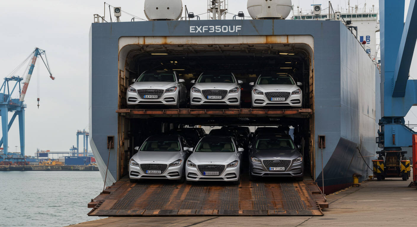 화물선에 차량 상차