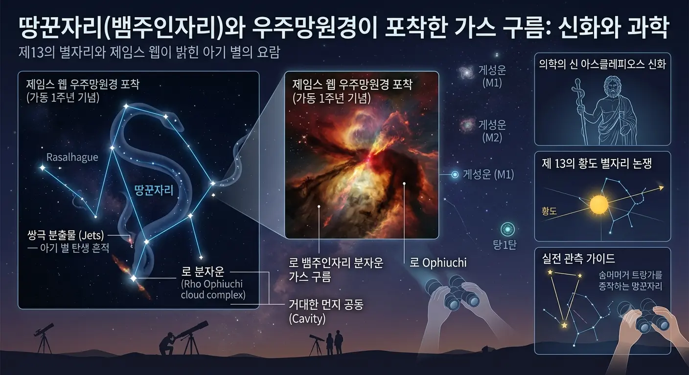 땅꾼자리와 우주망원경이 포착한 가스 구름